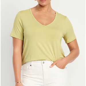 Old Navy Green Lemon Grass Luxe Basic VNeck TShirt Top NEW Womens XL